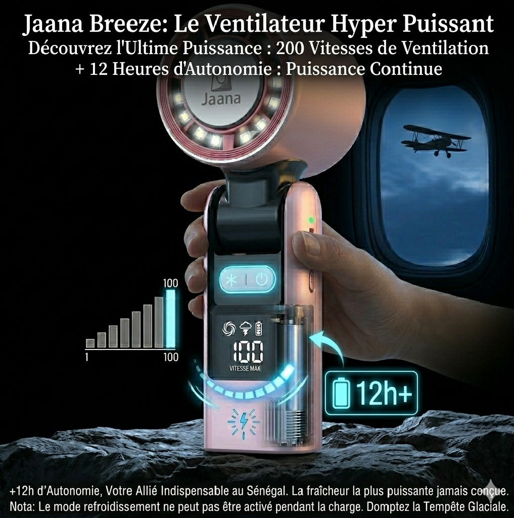Jaana Breeze le cliimatiseur portable 200 vitesses Avec Refroidissement Glacé et lampe torche intégré ❄️