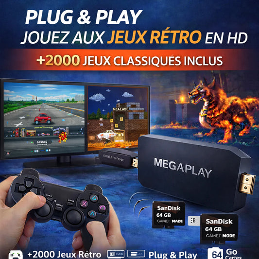 MEGAPLAY 1, + 2000 jeux pré-installés ( plus 2 manettes sans fil offertes )