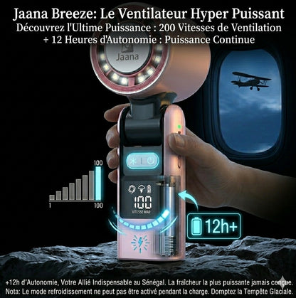 Jaana Breeze le cliimatiseur portable 200 vitesses Avec Refroidissement Glacé et lampe torche intégré ❄️